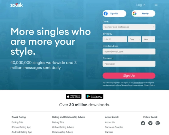 Is Zoosk the Facebook dating app?